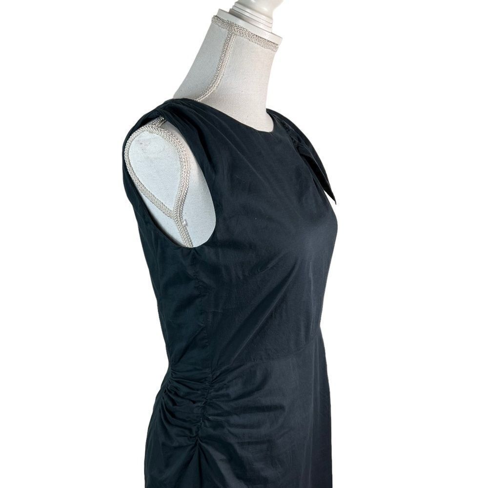 Dries Van Noten Navy Blue Ruffle Shoulder Cotten Sheath - Picture 10 of 14
